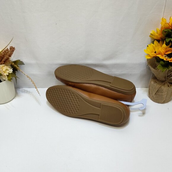 Aerosoles Big Ben Buckle Ballet Flats 11W Cognac Faux Leather Diamond Flex Sole - Picture 7 of 9